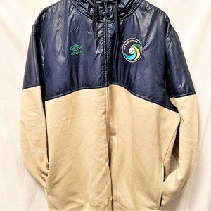 NWT Jacket soccer PELE N.Y Cosmos Cosmo Umbro athletic 4XL Retro beige blue hood